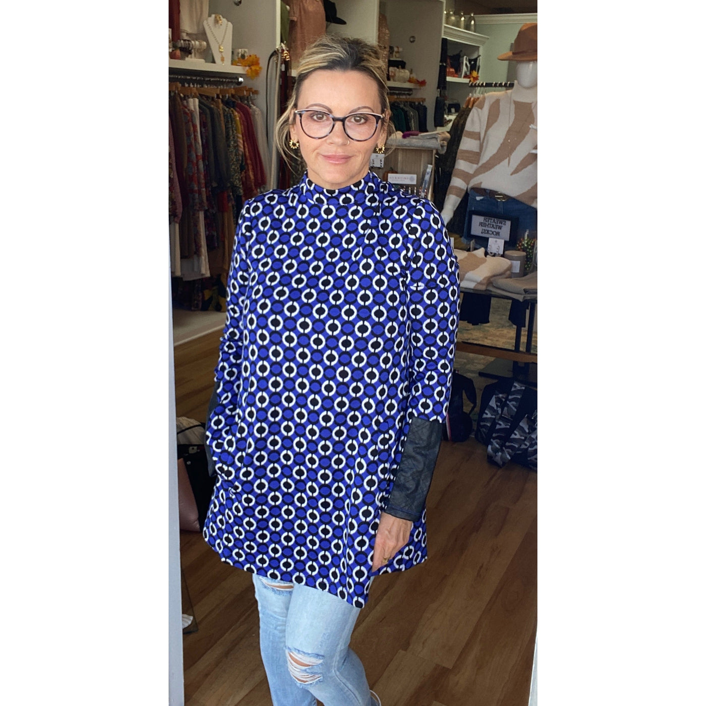 Tyler Boe Chrissy Tunic - Tri Colored Circles