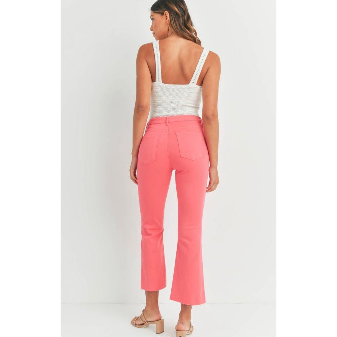 High Rise Crop Flare - Hot Pink