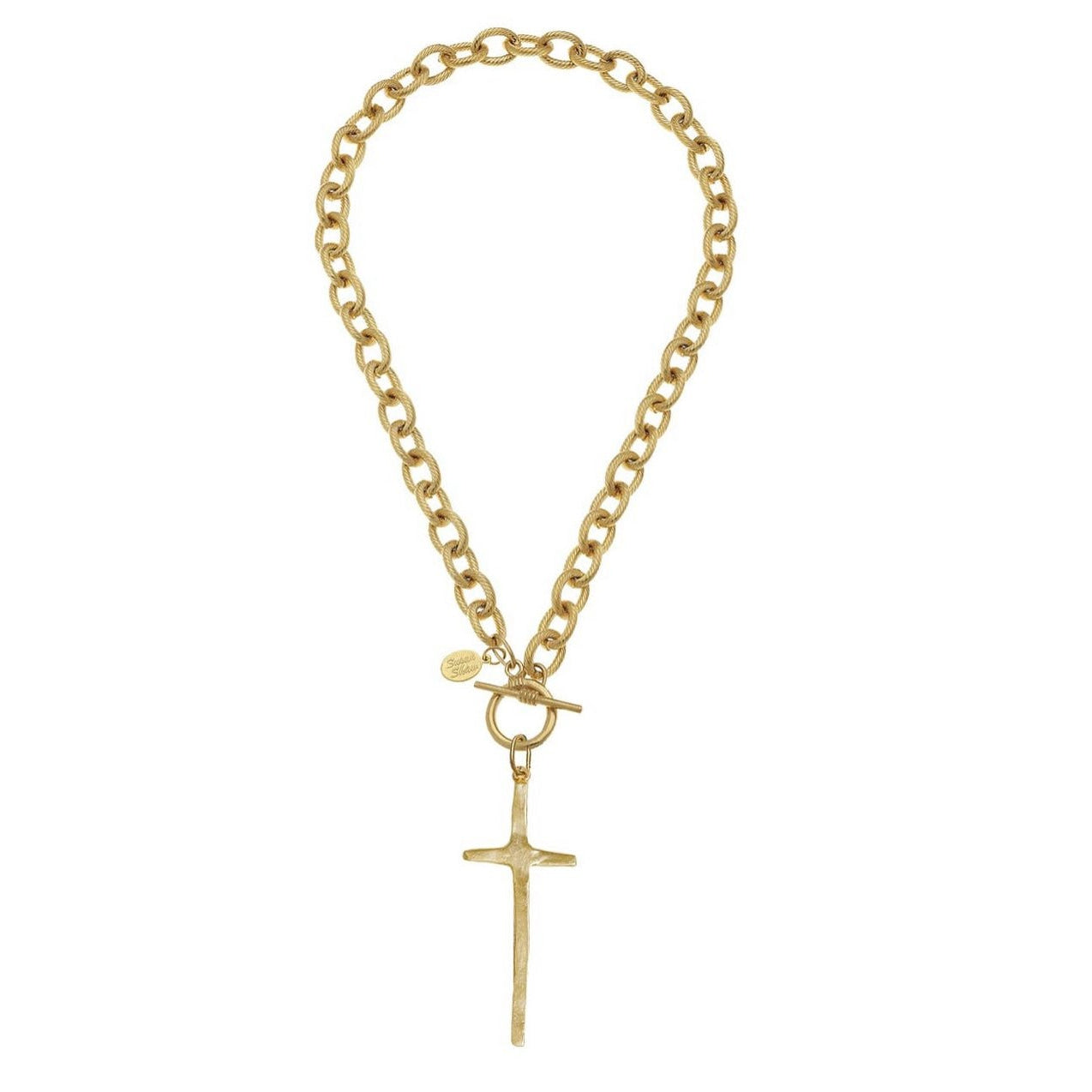 Susan Shaw Elongated Cross Toggle Necklace - Gold