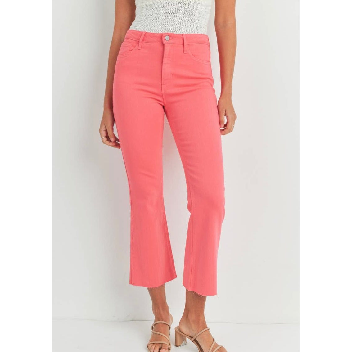 High Rise Crop Flare - Hot Pink