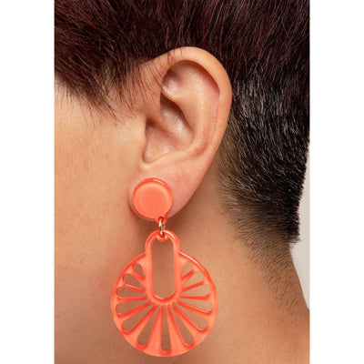 Resin Cutout Disk Earrings - Available in 6 Colors
