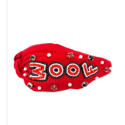 WOOF Beaded Headband in Red or Black