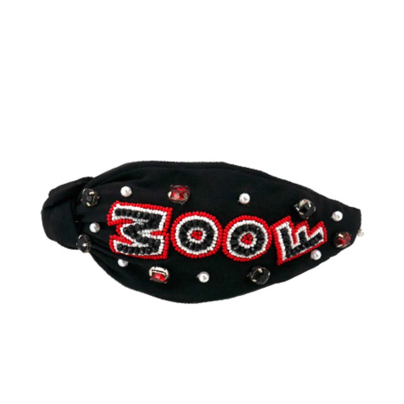 WOOF Beaded Headband in Red or Black