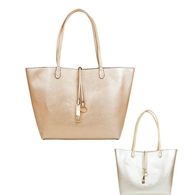 Faux Leather Reversible Tote - 2 Colors Available