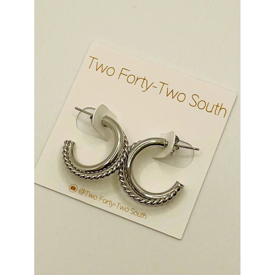 Midi Twist Hoop Silver