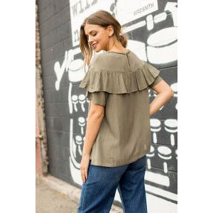Penny Short Sleeve Top - Available Black & Olive
